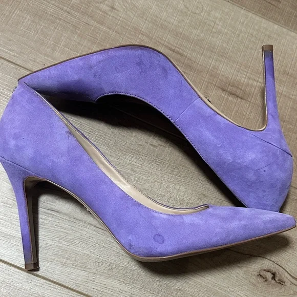 Sam Edelman Lavender Suede Pointed-Toe Stiletto Pumps - Picture 6 of 16